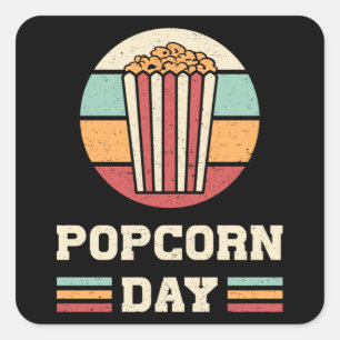 Film, popcorn Day Movie Snack, filmfilm, gåva - id Fyrkantigt Klistermärke