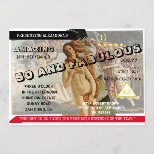 Film Poster 50 och Fabulous Aphrodite Birthday Inbjudningar