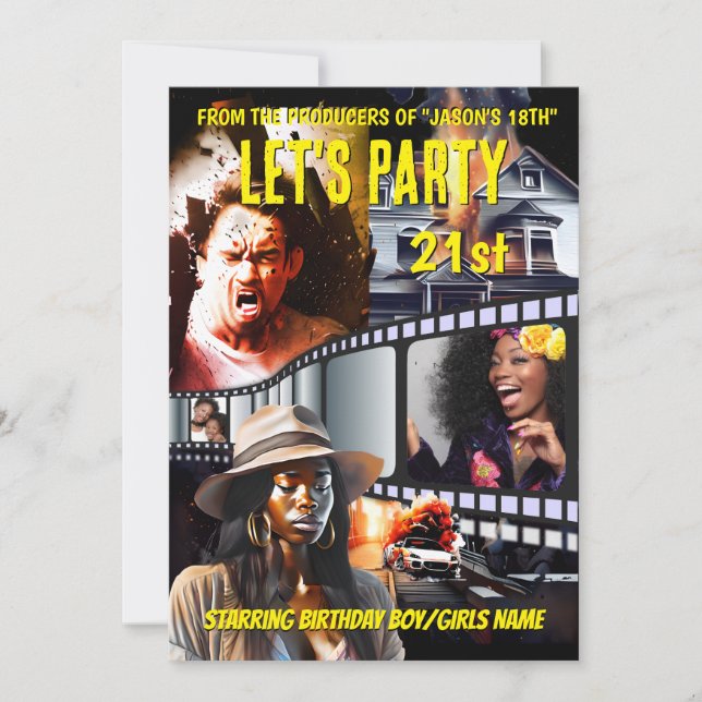 Film poster DIY-fotoåtgärdsdrama vuxna party Inbjudningar (Framsida)