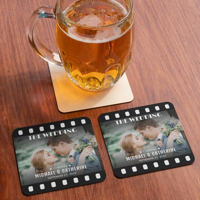 Film Poster filmstrippa, svart och vit Bröllop Underlägg Papper Kvadrat (Skapare uppladdad)