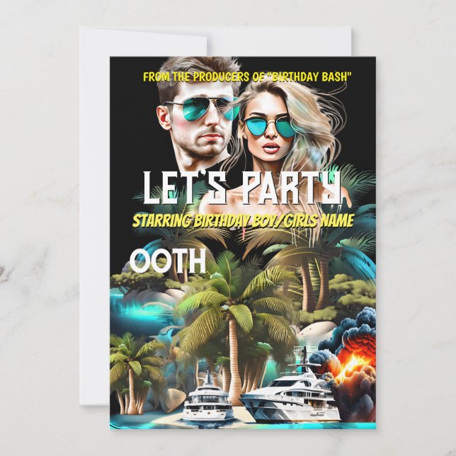 Film poster stranden froller yacht äventyr vuxnor inbjudningar (Framsida)