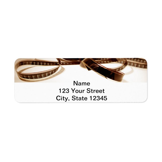 Film Reel i Sepia Tones Background Returadress Etikett (Framsidan)