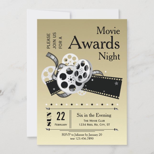 Film Reel Movie Awards Party-inbjudan Inbjudningar (Framsida)