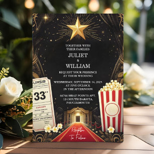 Film Retro Movie Biljett Popular Bröllop Inbjudningar