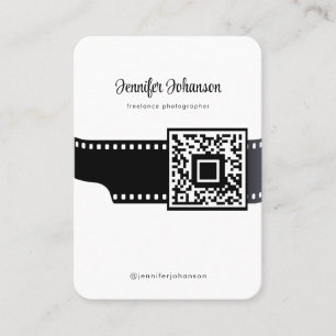 Film Roll Camera QR Code Black and White Visitkort