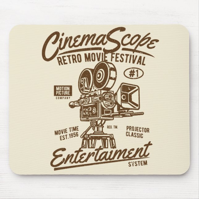 Film Scope Classic Retro Hollywood Camera Rörelse Musmatta (Framsidan)