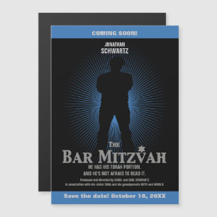 Film Star Pub Mitzvah Spara datum i svart marinen Magnetisk Inbjudningskort