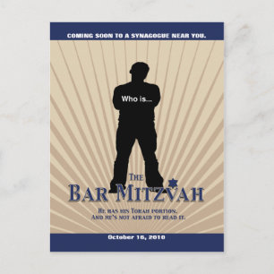 Film Star Pub Mitzvah Spara datum Tan Navy Blue Meddelande Vykort