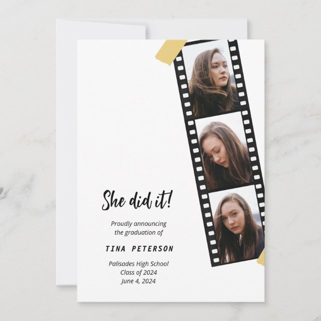 Film Strip 4 Photo Collage Studenten Meddelande Inbjudningar (Framsida)