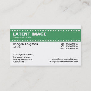 Film Strip Header - Armé Grönt and White Visitkort