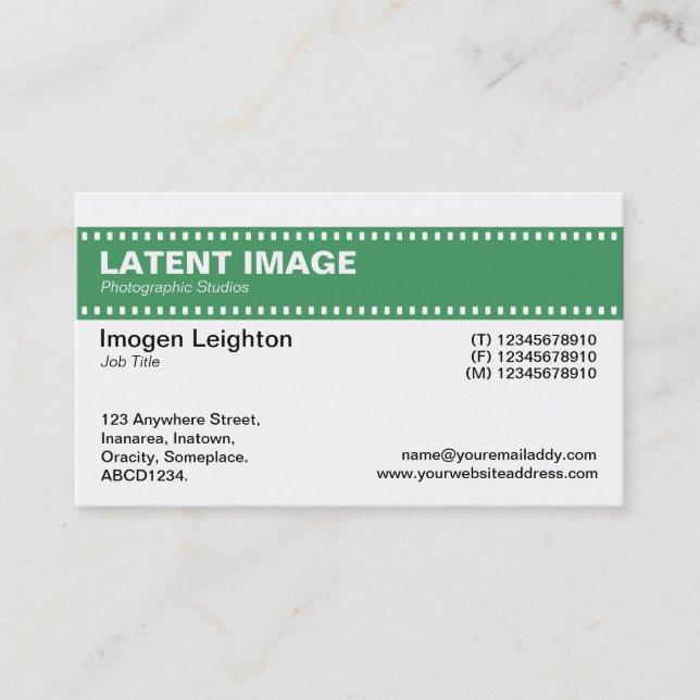 Film Strip Header - Armé Grönt and White Visitkort (Framsida)