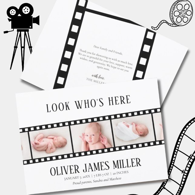 Film Strip Photo Collage Birth Notice Spara Datumet (Skapare uppladdad)