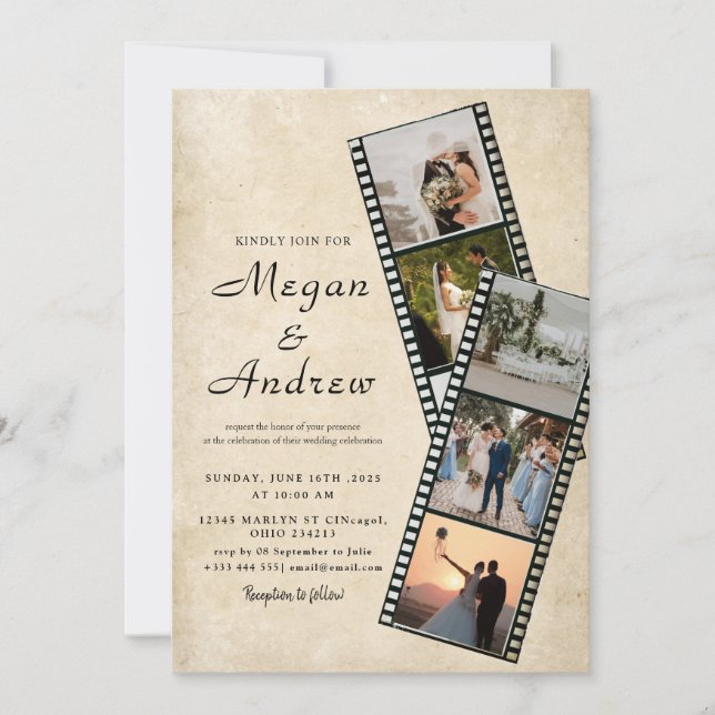 Film Strip Photo wedding Invitation (Framsida)
