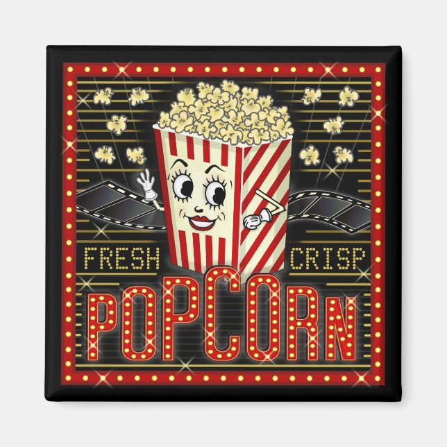 Film Theater Marquee Home Cinema Popcorn Anpassnin Magnet (Framsidan)