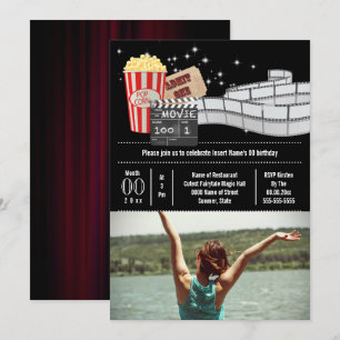 Film VIP-fotofilmrulle popcorn vuxen party Inbjudningar