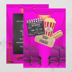 Film VIP popcorn biljett clapper board-flickor par Inbjudningar