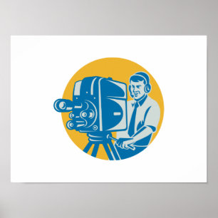 Filma besättningTVcameramanen med den Retro Poster