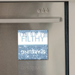 Filma mousserande drivmedel Blå Glitter Dishwasher Magnet<br><div class="desc">"Filthy" "Sparkling",  rolig (ren/smutsig) kvadrat Dricker fryst is Blue Glitter Dishwasher magnet</div>