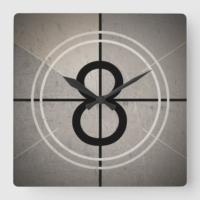 Filma nedräkningväggen tar tid på fyrkantig klocka (Framsida)