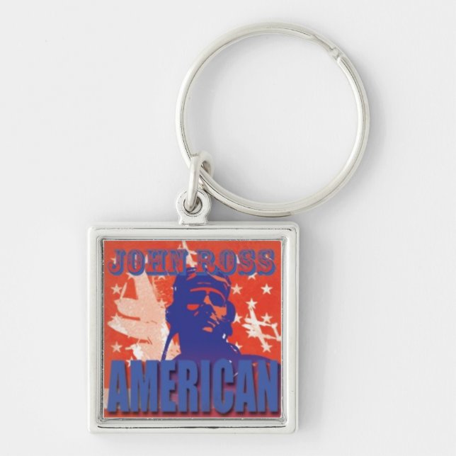 Filmaffisch Keychain "John Ross: American Fyrkantig Silverfärgad Nyckelring (Framsidan)