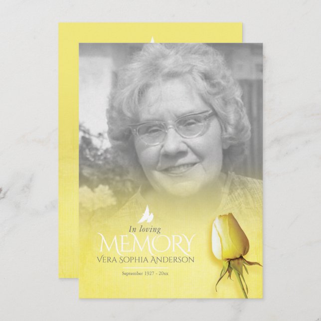 Filmbildsminne i gul ros, dikt (Fram/baksida)