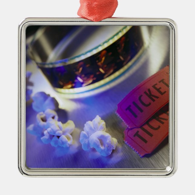 Filmbiografen filmar, Popcorn & biljetter Julgransprydnad Metall (Framsidan)