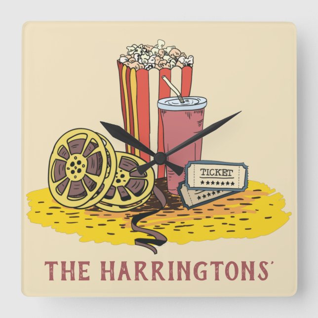 Filmbuffert för anpassningsbar fyrkantig klocka (Framsida)