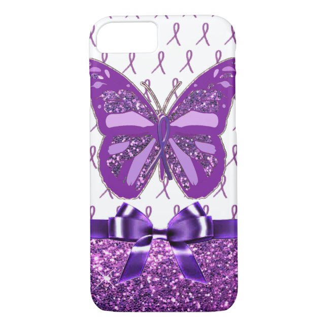Filmen Ribbon (Lila Awareness Butterfly) Case-Mate iPhone Skal (Baksida)