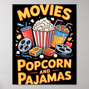 Filmer popcorn och pyjamas filmmat natt mellanmål poster
