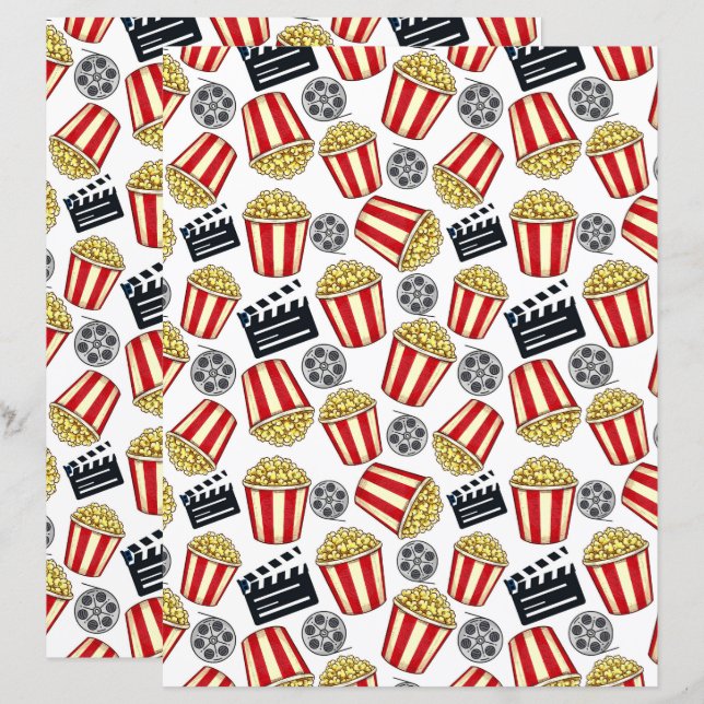 Filmer & Popcorn Scrapbookpapper (Fram/baksida)