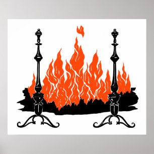 Filmera röd flammor silhuette art poster