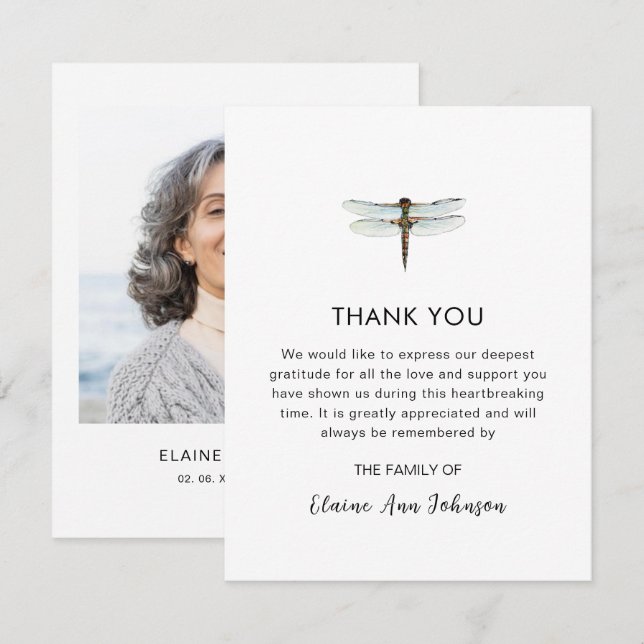 Filmfärgen Dragonfly Funeral Photo Tack (Fram/baksida)