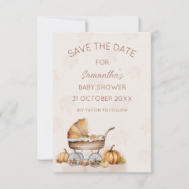 Filmfärgsfall Pumpkin Baby Shower Spara datum Inbjudningar
