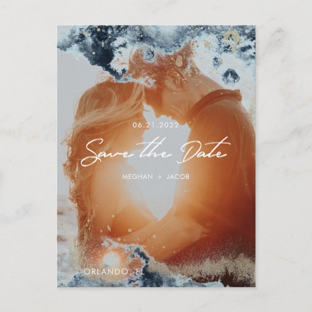 Filmfärgsfoto med Vågar Spara datum Vykort (Framsida)