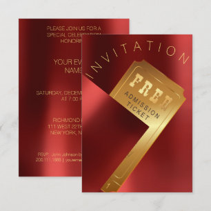 Filmfestivalen Biljett Metall Red Ruby Guld Inbjudningar