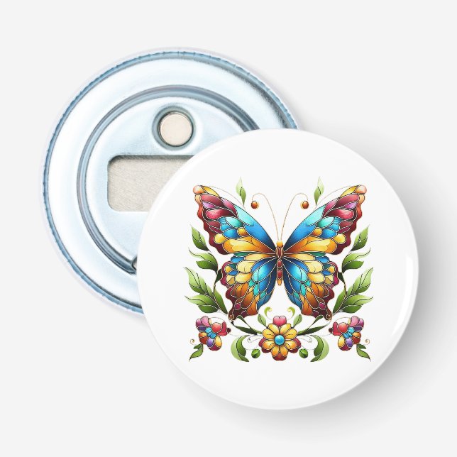 Filmfjäril av färgat nedfläckad, med blommor flasköppnare (Framsidan)