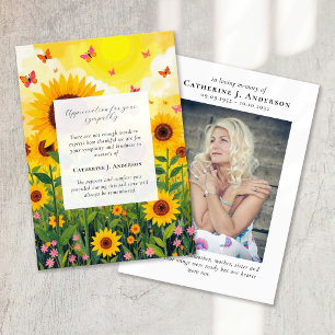 Filmfläns Blommigt Memorial Photo Sympathy Funeral Tack Kort
