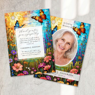 Filmfläns Blommigt Memorial Photo Sympathy Funeral Tack Kort