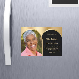 Filmfödelsedag i Black guld Magnetisk Inbjudningskort