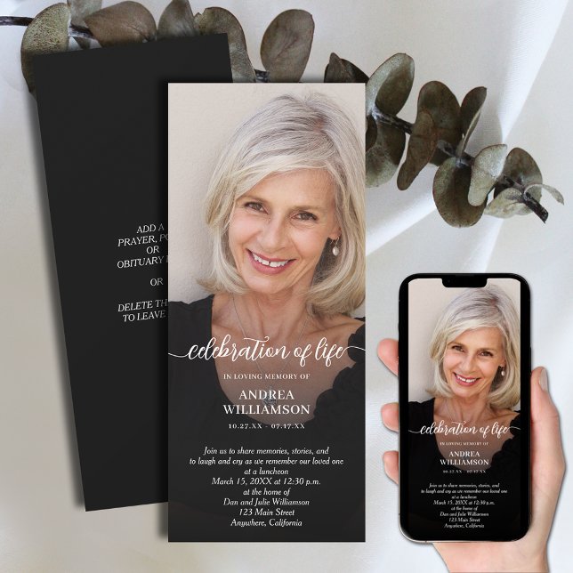 Filmfoto, Firande Inbjudningar (Funeral Celebration of Life invitations with photo on front, room to put details on the back)