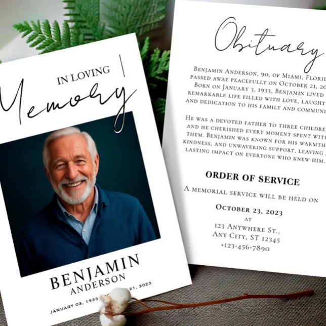 Filmfoto i loving Mamory Inbjudningar (Funeral Announcement Photo In Loving Mamory)