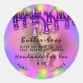 Filmhandgjord holograf-foto av Butter Soap Cosmeti Runt Klistermärke