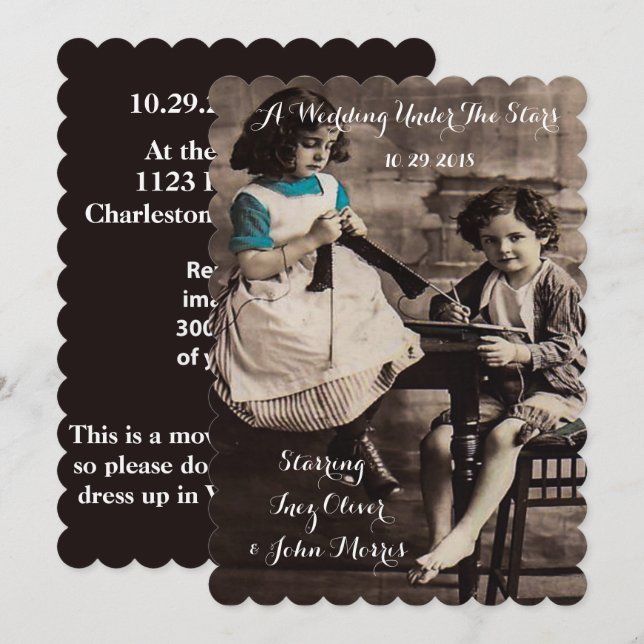 Filminbjudningar för filmnöjda Vintagar i Retro Inbjudningar (Fram/baksida)