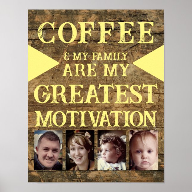 Filmkaffefamilj 4 fotobrun gult poster (Framsidan)
