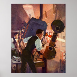 Filmkamera med vintage-filmteaterprojektil poster