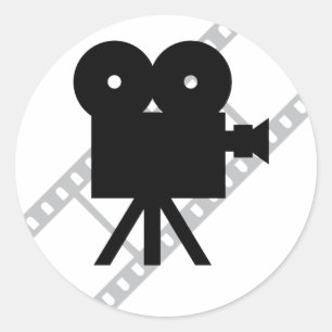 filmkameraikon runt klistermärke