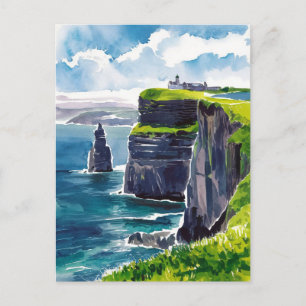 Filmklippor, Irland, vattenfärgsmålning Vykort