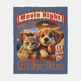 Filmkväll - Bästa Hårig-vän - Cute Cat & Hund Fleecefilt