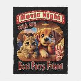 Filmkväll - Bästa Hårig-vän - Cute Cat & Hund Fleecefilt