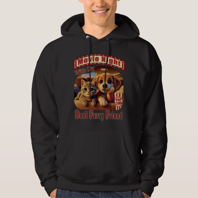 Filmkväll - Bästa Hårig-vän - Cute Cat & Hund Hoodie (Framsida)